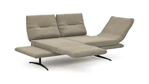 Sofa Lucero - 2,5-Sitzer inkl. Drehsitze und Armlehne/Rückenlehne und Sitztiefe verstellbar, Leder, Taupe 