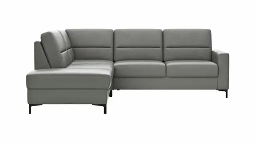 Ecksofa Merlos H. - Ecke links mit 2,5-Sitzer rechts, Leder, Graubraun