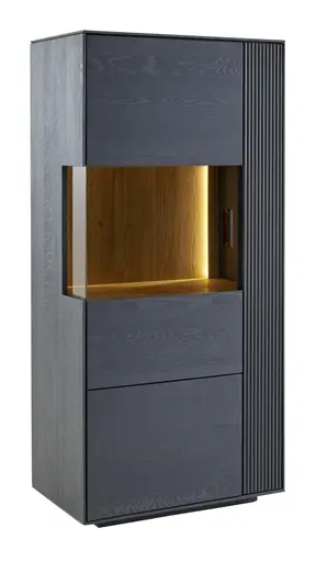 Vitrine Estana - inkl. Beleuchtung, Eiche massiv, anthrazit