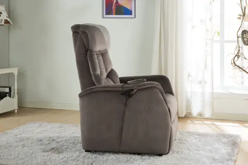 TV-Sessel - Aufstehhilfe, Relaxfunktion, Kopfteilverstellung, Stoff, Grau