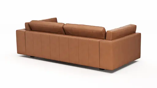 Sofa Aprino 3 - 3,5-Sitzer L, Dickleder, Cognac, Armlehne Kissen