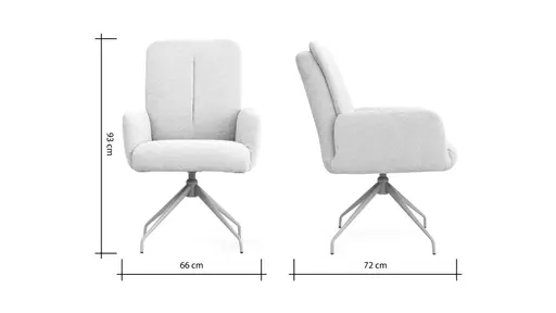 Armlehnstuhl Evania - Dreh und Relax-Funktion, hoher Rücken, Stoff, Creme