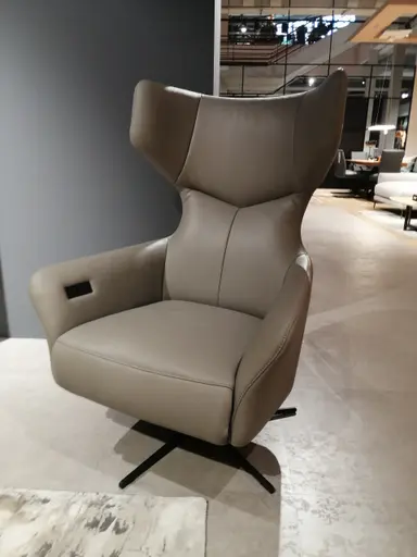 Sessel Noto Relax II - Rückenlehne und Fußteil verstellbar (motorisch), Leder, Grau