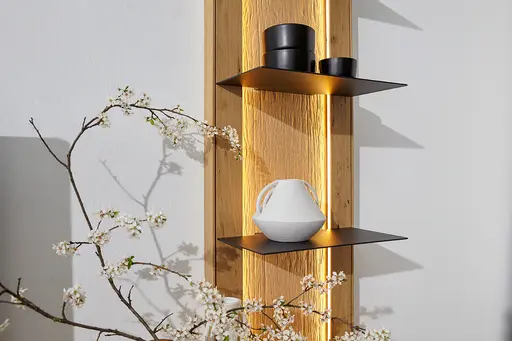 Wohnwand Tucson - inkl. Beleuchtung, Wildeiche massiv