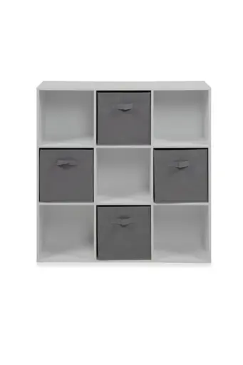 Regal - inkl. Stoffboxen, B ca. 89 cm, Weiß, Grau