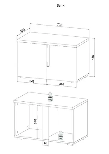 Garderobenbank - B ca. 76 cm, Weiß, Weiß Hochglanz, Anthrazit