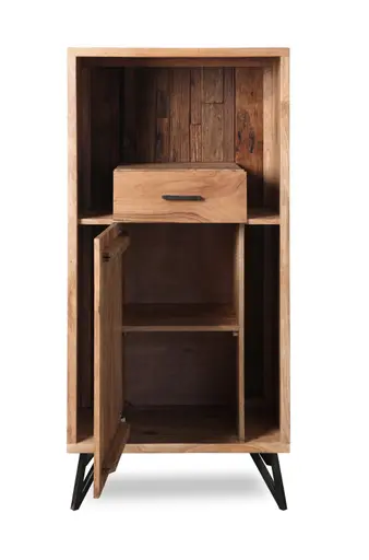 Highboard - mit Beleuchtung, B ca. 72 cm, Akazie massiv