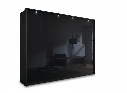 Drehtürenschrank- B ca. 271 cm, Dunkelgrau, Hochglanz