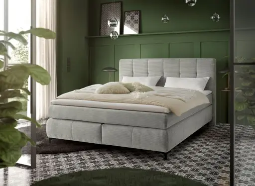 Boxspringbett- Liegefläche ca. 180x200 cm, Stoff, Graubeige, Hell