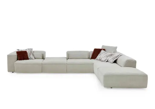 Ecksofa - 3,5-Sitzer mit Ecke rechts, Stoff, Natur