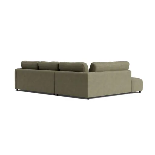 Ecksofa Liendo - Ecke und Abschlussteil mit 2-Sitzer rechts, Stoff, Olivgrün