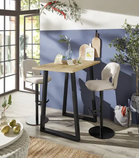 Barhocker MAILE - drehbar, höhenverstellbar, Stoff, Creme
