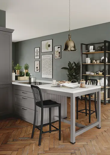 U-Küche 55.240 7 525, Achatgrau satin