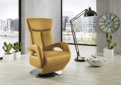 Sessel - inkl. Relaxfunktion, Leder, Senfgelb