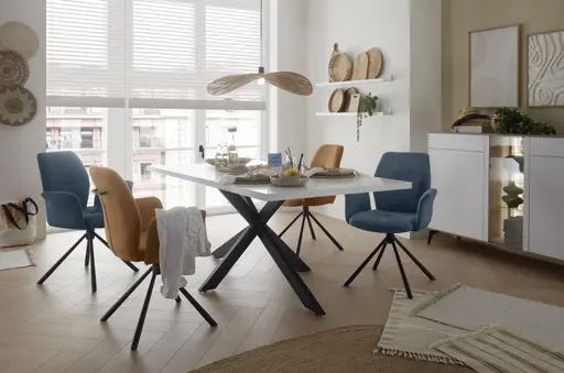 Sideboard - mit Beleuchtung, B ca. 159 cm, Weiß, Asteiche, Schwarz