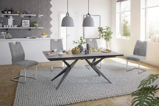 Esstisch MICHELA - ausziehbar, LB ca. 95x180 cm, Keramik, Dunkelgrau