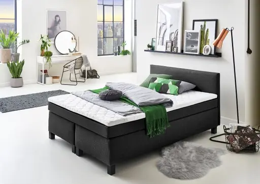 Boxspringbett- Liegefläche ca. 140x200 cm, Stoff, Grau