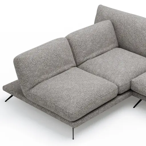 Ecksofa Valdemoro - Longchair mit 2,5-Sitzer rechts inkl. Rückenlehne verstellbar, Stoff, Grau