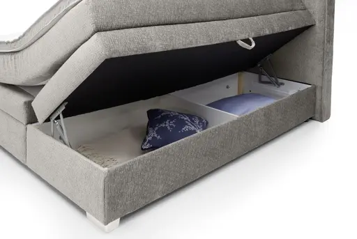 Boxspringbett JEANETTE- Liegefläche ca. 140x200 cm, Stoff, Graubeige