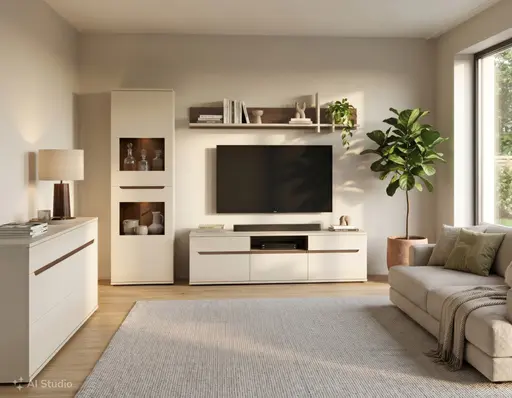 TV-Lowboard - B ca. 180 cm, Kaschmir, Nussbaum Nachbildung
