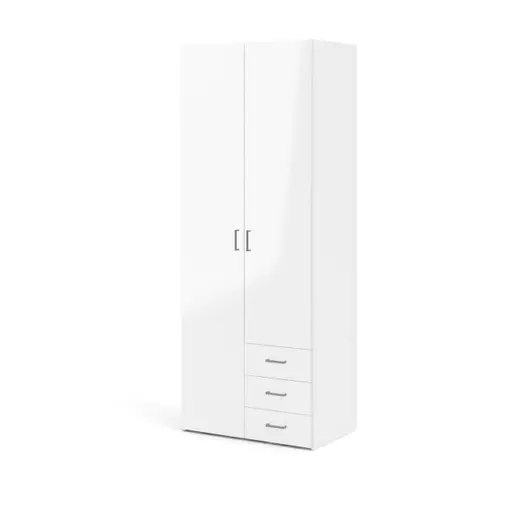 Drehtürenschrank- B ca. 78 cm, Weiß, Hochglanz