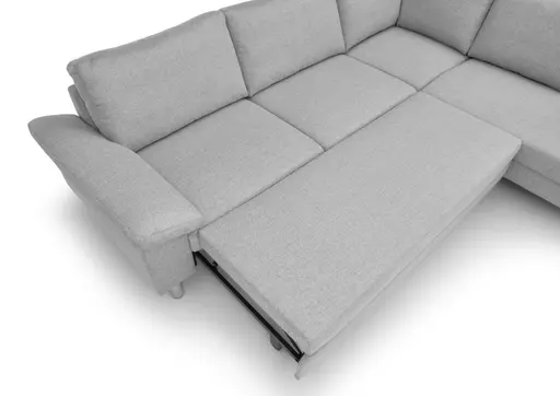 Ecksofa COOL - 2,5-Sitzer mit Ecke rechts, Querschläfer, Stoff, Hellgrau