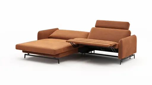 Ecksofa Enna - Longchair Links mit 1,75-Sitzer, inkl. motorischer Relaxfunktion, Stoff, Terracotta