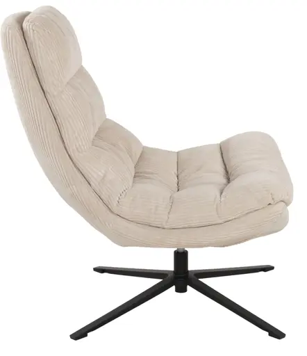 Relaxsessel mit Hocker - drehbar, Cord, Beige