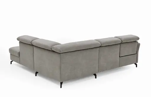  Ecksofa - 2-Sitzer mit Ecke rechts, Stoff, Grau