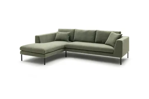 Ecksofa Helmi - Longchair links, 2,5-Sitzer, Stoff, Eukalyptus