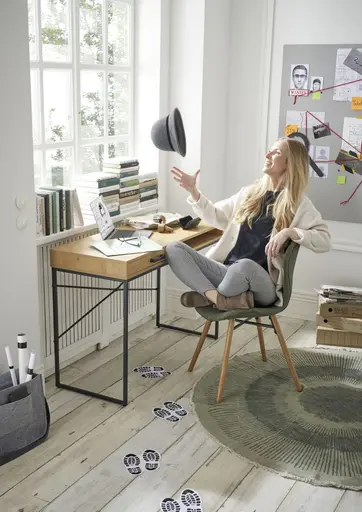 Konsol-/Homeoffice-Tisch - Wildeiche Nachbildung, Metall schwarz