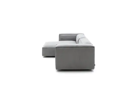 Ecksofa Aki - Longchair links, 1,5-Sitzer, Stoff, Hellgrau