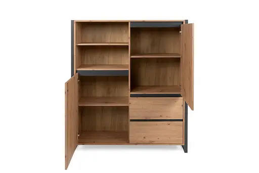 Highboard- Eiche Dekor, Anthrazit