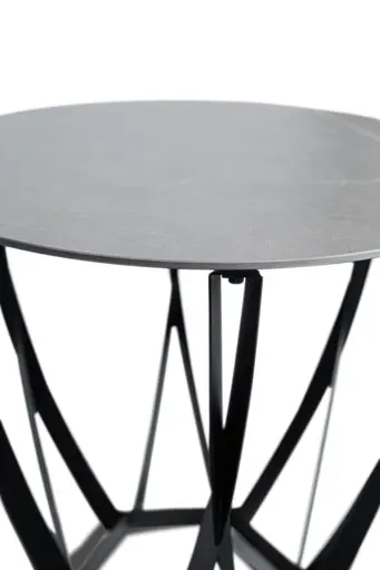 Beistelltisch - Ø/H ca. 50x50 cm, Hellgrau marmoriert, Schwarz