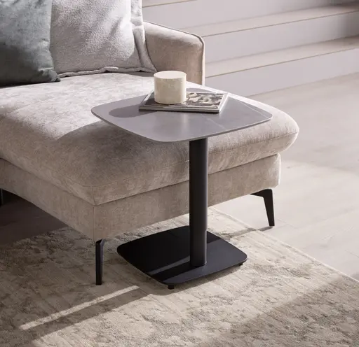 Beistelltisch Camas - LBH ca. 50x50x48 cm, Keramik, Dunkelgrau