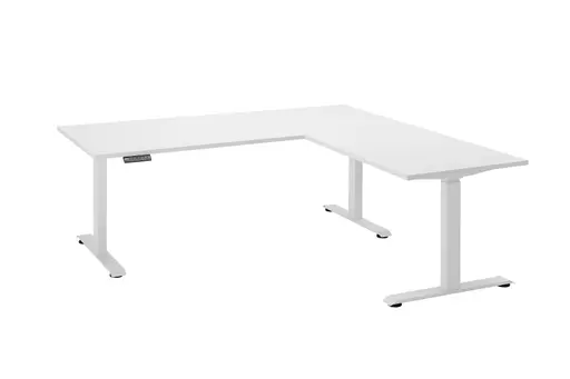 Eckschreibtisch - höhenverstellbar, LB ca. 185x77 cm, Weiß