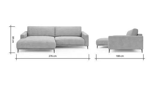Ecksofa Solero - Longchair groß mit 1,5-Sitzer rechts, Stoff, Olivgrün
