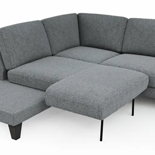 Ecksofa Oviedo - Ecke links mit 2,5-Sitzer inkl. Drehsitz, Stoff, Grau