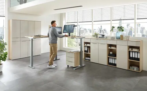 Rollcontainer - B ca. 45 cm, Riva Eiche Nachbildung, Kaschmir