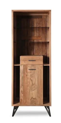 Vitrine - mit Beleuchtung, B ca. 72 cm, Akazie massiv