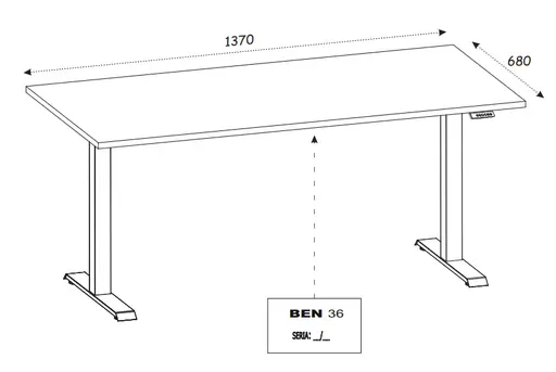 Schreibtisch - höhenverstellbar, LB ca. 137x68 cm, Schwarz, Stahl, Schwarz