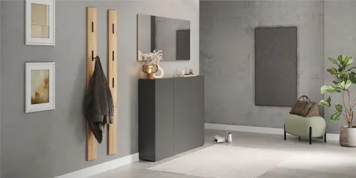 Schuhschrank GASIRA - B ca. 138 cm, Graphit, Navarra Eiche Nachbildung