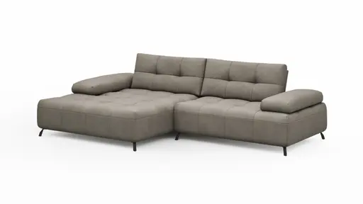 Ecksofa Comodo -Longchair links, 1,5-Sitzer, Leder, Taupe