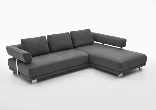 Ecksofa - 2,5-Sitzer mit Longchair rechts, Stoff, Grau