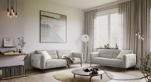 Sofa - 3-Sitzer, Stoff, Hellgrau