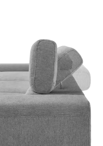 Ecksofa CHENOA - 2-Sitzer mit Longchair rechts, Kopfteil verstellbar, Stoff, Grau