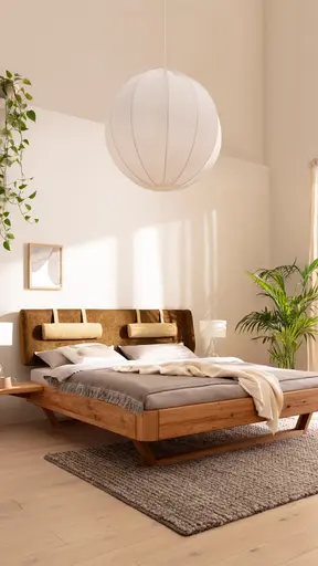 Bettgestell 1660 - Liegefläche ca. 180x200 cm, Wildeiche geölt, Polsterkopfteil grün