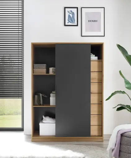 Kommode- Eiche Dekor, Graphit