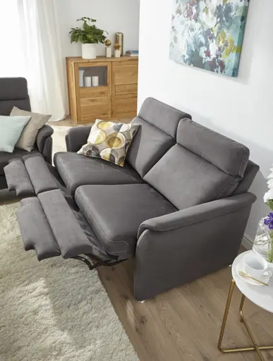 Sofa Arima H - 2-Sitzer inkl. Relaxfunktion (motorisch), Stoff, Dunkelbraun