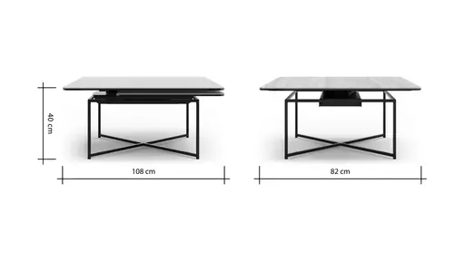 Couchtisch Cena - LB ca. 132x108 cm, Platten drehbar, Keramik, Travertin 